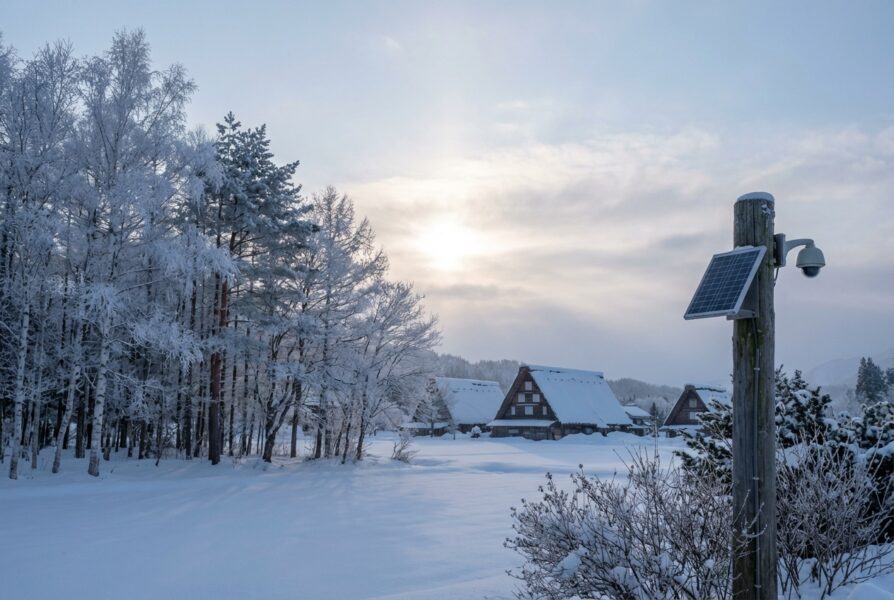 雪景色の中のソーラーカメラ設置例