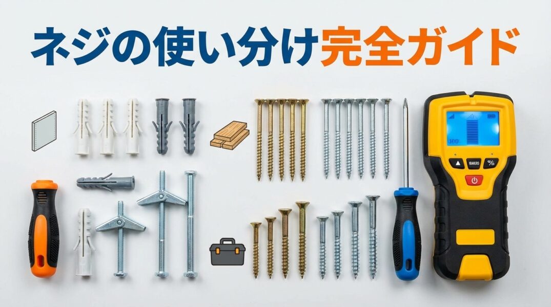 ネジの使い分け完全ガイド、石膏ボード・合板・重量物の場所別固定方法サムネイル