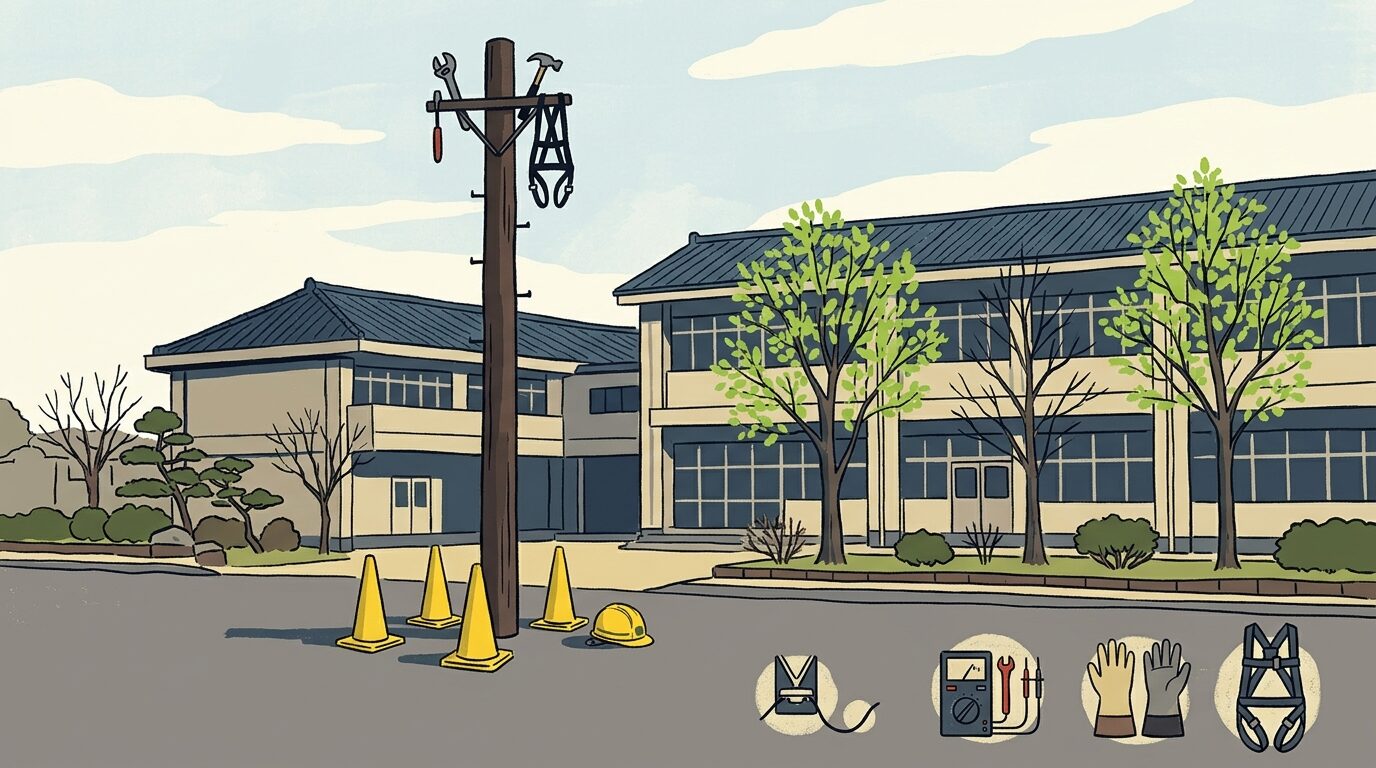 西都中学校で電気工事士が感電転落死｜72歳自営業者が遺した教訓と現場の盲点