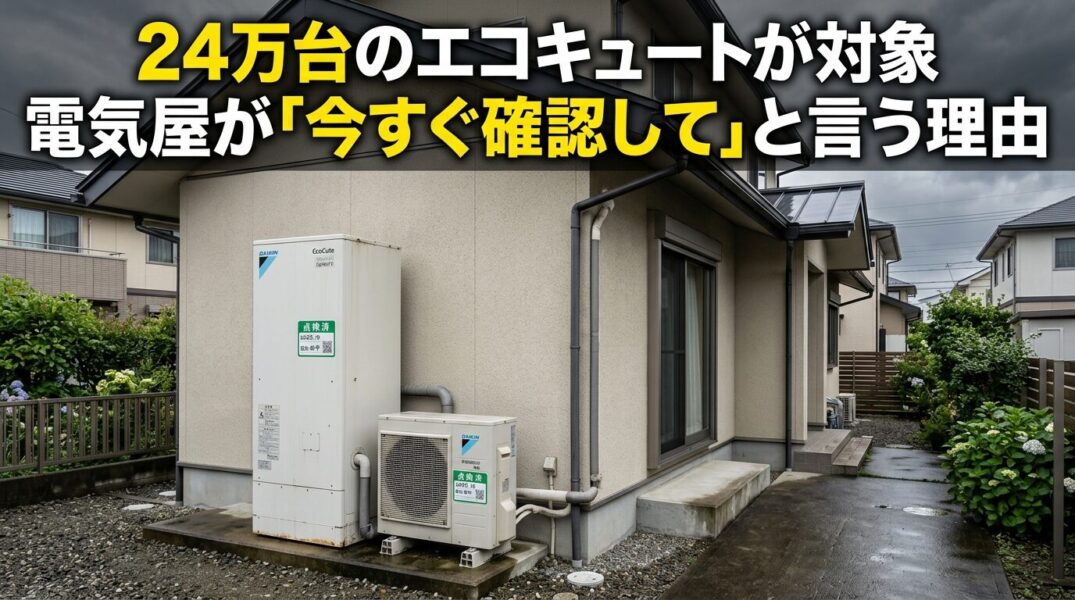 コロナ製エコキュートリコール対象機種イメージ・屋外設置のヒートポンプユニット / エコキュートリコール警告をイメージ